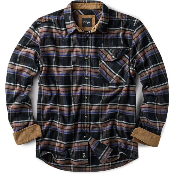 Mens Plaid Coal Miner Cotton Flannel Shirt Long Sleeve Casual Outdoor Plaid - Picture 1 of 9